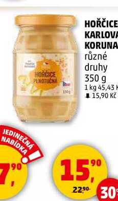 HOŘČICE KARLOVA KORUNA různé druhy, 350 g 