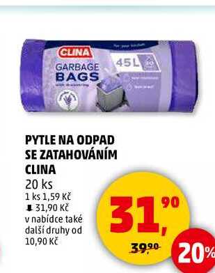 PYTLE NA ODPAD SE ZATAHOVÁNÍM CLINA, 20 ks 