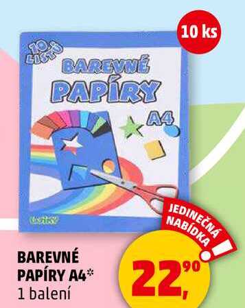 BAREVNÉ PAPÍRY A4, 1 balení  