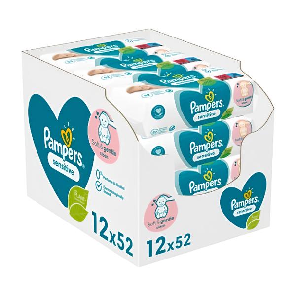 Pampers Sensitive Vlhčené ubrousky 12×52ks