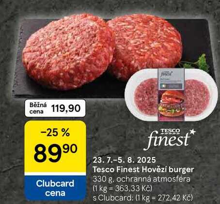 Tesco Finest Hovězí burger, 330 g 