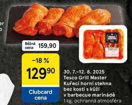 Tesco Grill Master Kuřecí horní stehna bez kosti s kůží v barbecue marinádě, 1 kg