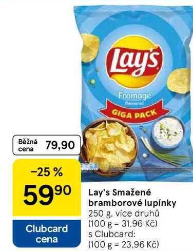 Lay's Smažené bramborové lupínky, 250 g, více druhů 