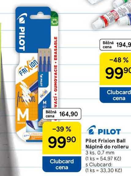 Pilot Frixion Ball Náplně do rolleru, 3 ks, 0.7 mm 