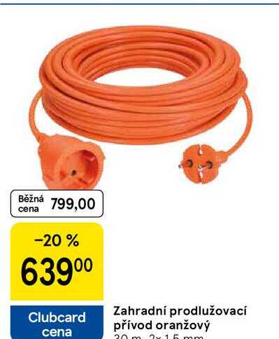 Zahradní prodlužovací přívod oranžový, 30 m, 2 x 15 mm 