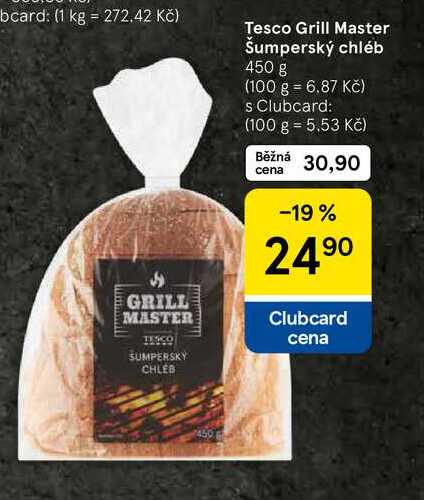 Tesco Grill Master Šumperský chléb, 450 g 