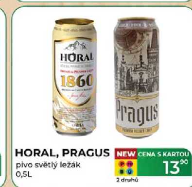 HORAL, PRAGUS pivo světlý ležák 0,5L