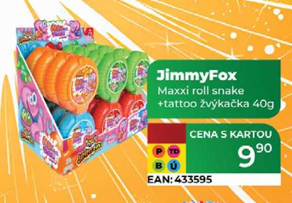 JimmyFox Maxxi roll snake +tattoo žvýkačka 40g 