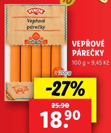 VEPŘOVÉ PÁREČKY, 200 g