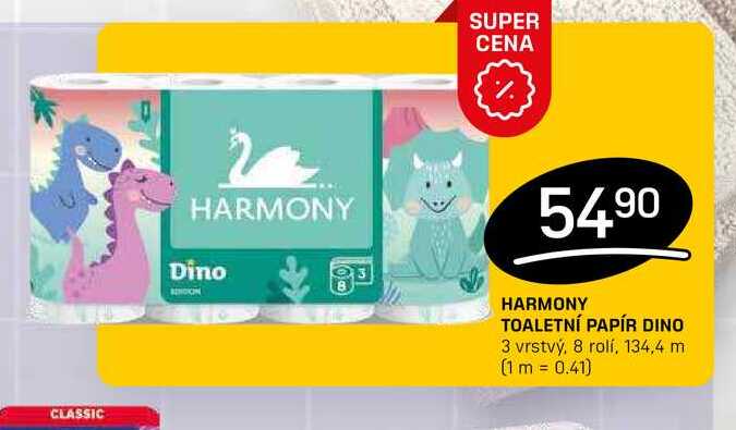 HARMONY TOALETNÍ PAPÍR DINO 3 vrstvý, 8 rolí