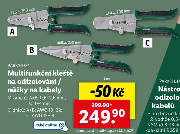 Multifunkční kleště na odizolování/nůžky na kabely 