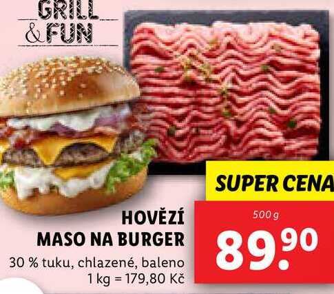 HOVĚZÍ MASO NA BURGER, 500 g