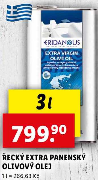 ŘECKÝ EXTRA PANENSKÝ OLIVOVÝ OLEJ, 3 l