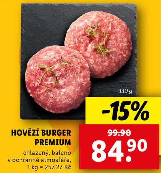 HOVĚZÍ BURGER PREMIUM, 330 g