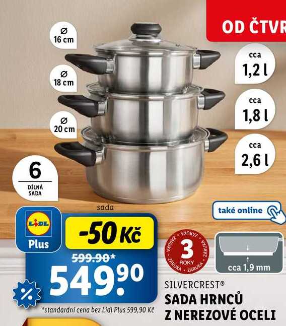 SADA HRNCŮ Z NEREZOVÉ OCELI 