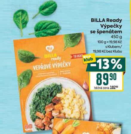 BILLA Ready Výpečky se špenátem 450 g  