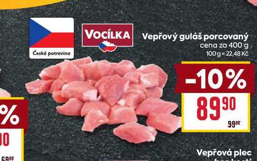 Vepřový guláš porcovaný cena za 400 g 