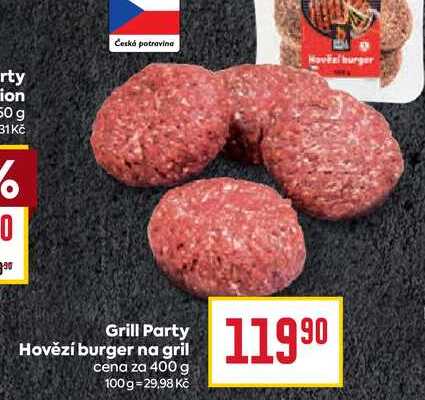 Grill Party Hovězí burger na gril cena za 400 g 