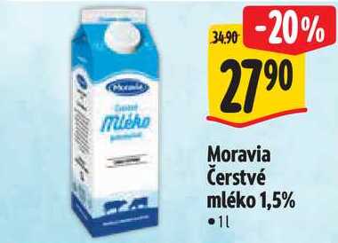 Moravia Čerstvé mléko 1,5%, 1 l