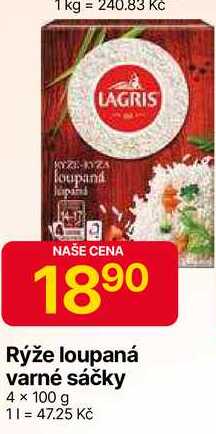 Lagris Rýže loupaná varné sáčky 4 × 100 g