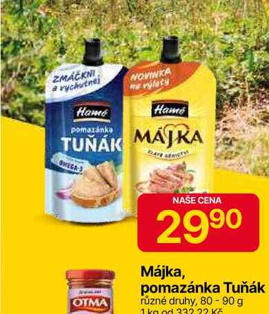 Májka, pomazánka Tuňák různé druhy, 80-90 g