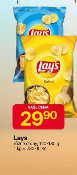 Lays různé druhy, 120-130 g 