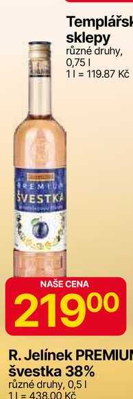 R. Jelínek PREMIUM švestka 38% různé druhy, 0,5l