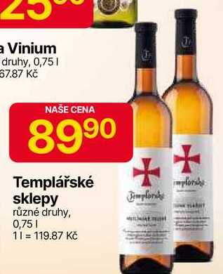 Templářské sklepy různé druhy, 0,75l