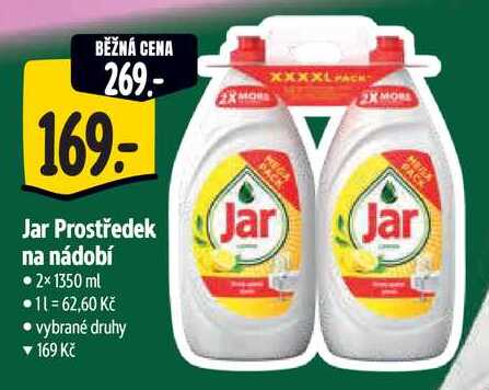 Jar Prostředek na nádobí, 2x 1350 ml 