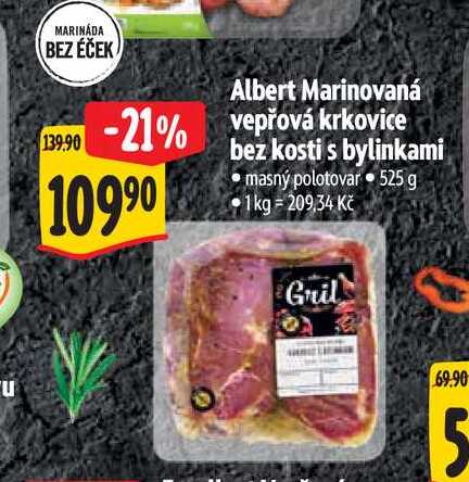   Albert Marinovaná vepřová krkovice bez kosti s bylinkami 525 g