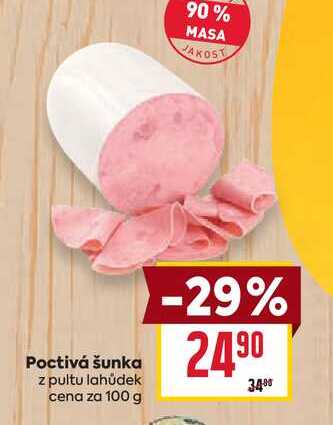 Poctivá šunka z pultu lahůdek cena za 100g