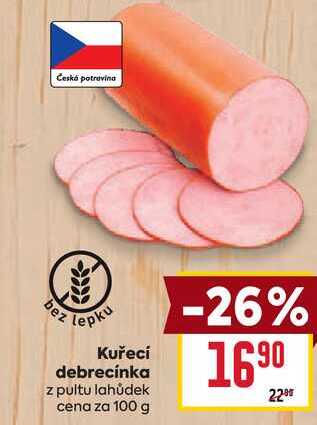 Kuřecí debrecínka z pultu lahůdek cena za 100g