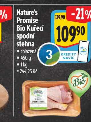 Nature's Promise Bio Kuřecí spodní stehna 450 g