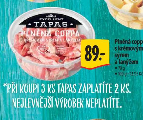   Plněná coppa s krémovým syrem a lanýžem   70 g  