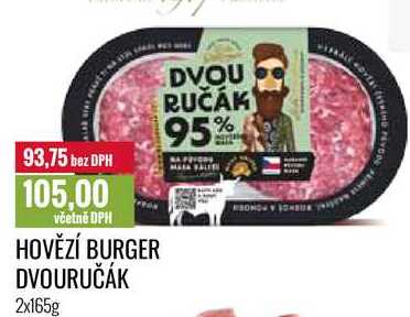 HOVĚZÍ BURGER DVOURUČÁK 2x165g 