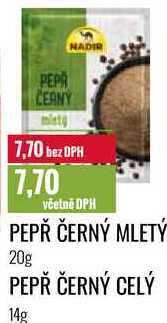  PEPŘ ČERNÝ MLETÝ 20g, PEPŘ ČERNÝ CELÝ 14g 