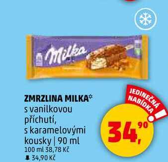 ZMRZLINA MILKA s vanilkovou příchutí, s karamelovými kousky, 90 ml 