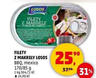 FILETY Z MAKRELY LOSOS BBQ, mexico, 170/85 g 