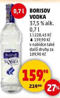 BORISOV VODKA 37,5% alk., 0,7 l