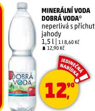 DOBRÁ VODA minerální voda neperlivá s příchutí jahody, 1,5 l