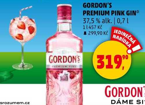 GORDON'S PREMIUM PINK GIN 37,5% alk., 0,7 l