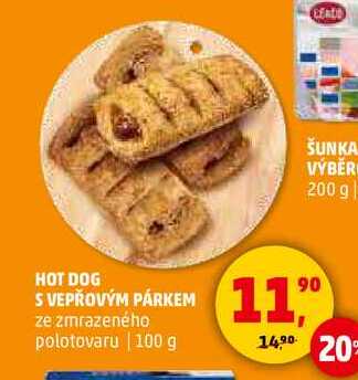 HOT DOG S VEPŘOVÝM PÁRKEM, 100 g