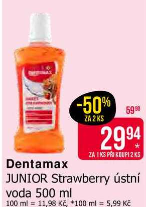 Dentamax JUNIOR Strawberry ústní voda 500 ml 