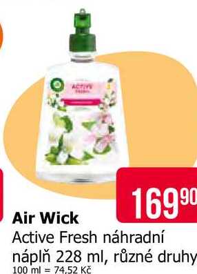 Air Wick Active Fresh náhradní náplň 228 ml, různé druhy 