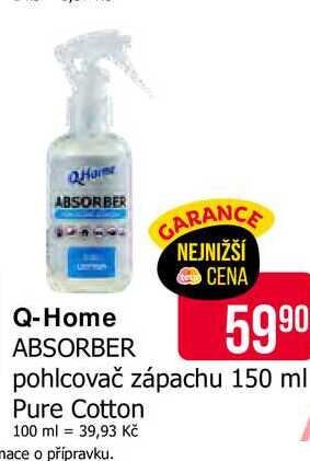 Q-Home pohlcovač zápachu 150 ml Pure Cotton 