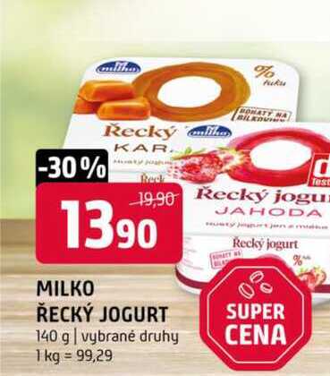 MILKO ŘECKÝ JOGURT 140 g vybrané druhy