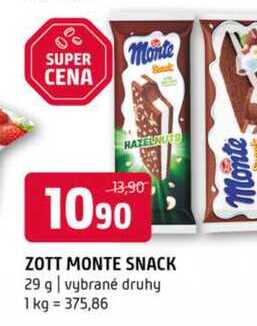 ZOTT MONTE SNACK 29 g vybrané druhy 