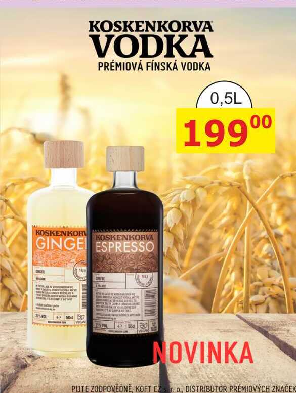 KOSKENKORVA VODKA PRÉMIOVÁ FÍNSKÁ VODKA 0,5L ESPRESSO COFFEE 