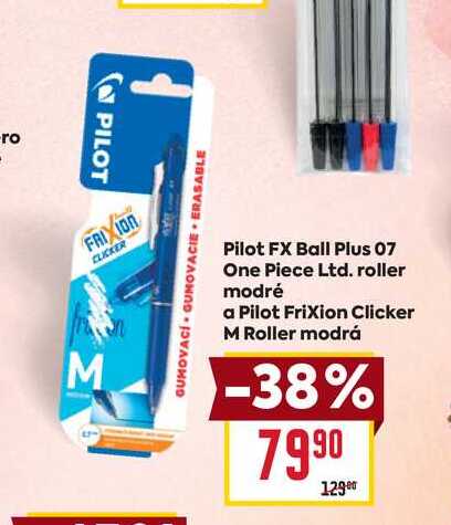 Pilot FX Ball Plus 07 One Piece Ltd. roller modré a Pilot Frixion Clicker M Roller modrá