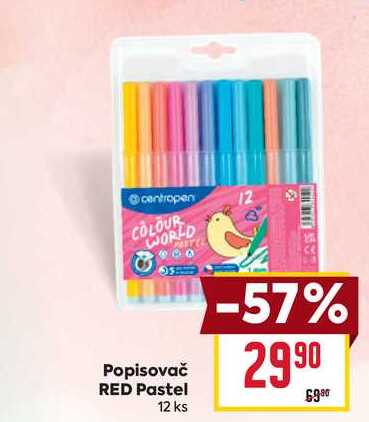 Popisovač RED Pastel 12 ks